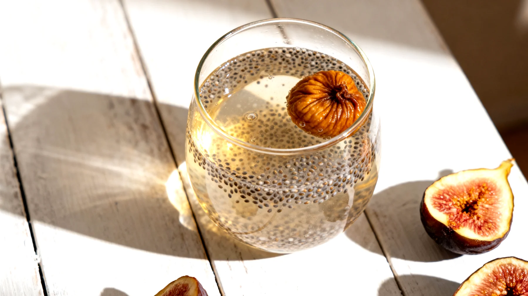 Kefir di acqua con semi di chia e fichi secchi"