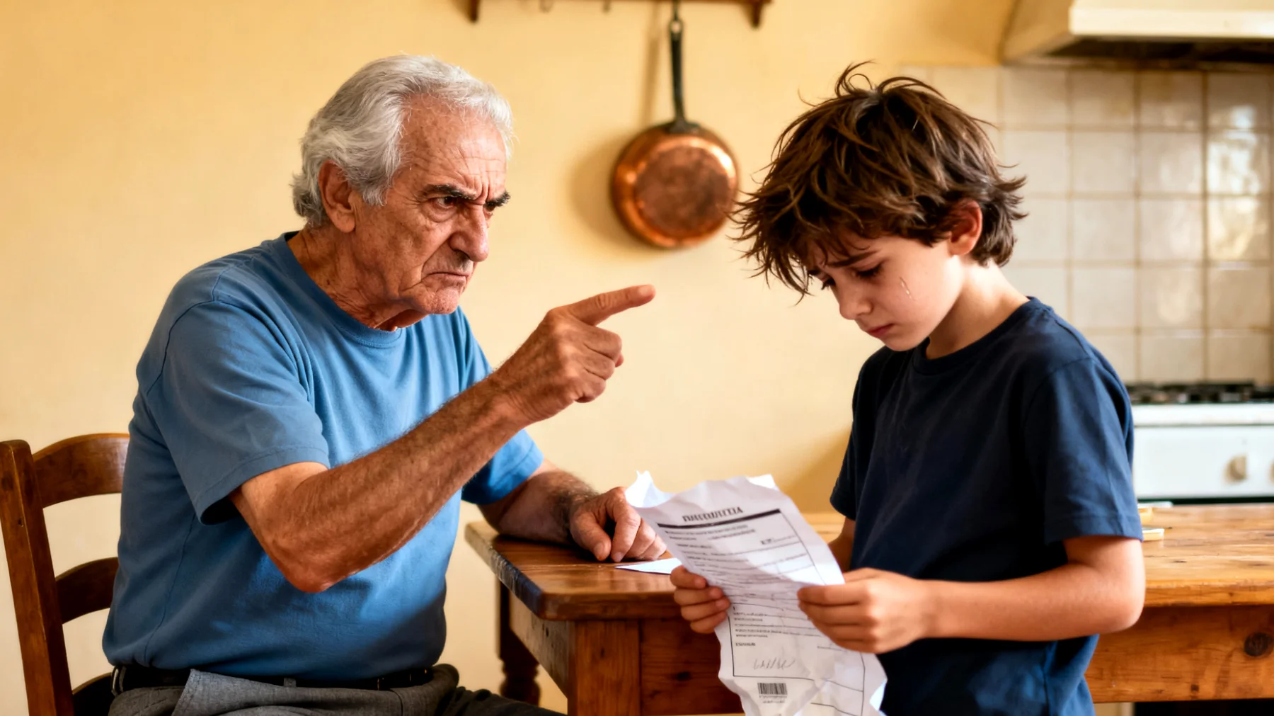 Il nonno esercita pressioni eccessive sui nipoti bambini riguardo ai risultati scolastici, alle performance sportive e al raggiungimento di aspettative elevate, generando in loro ansia da prestazione e paura di deludere."